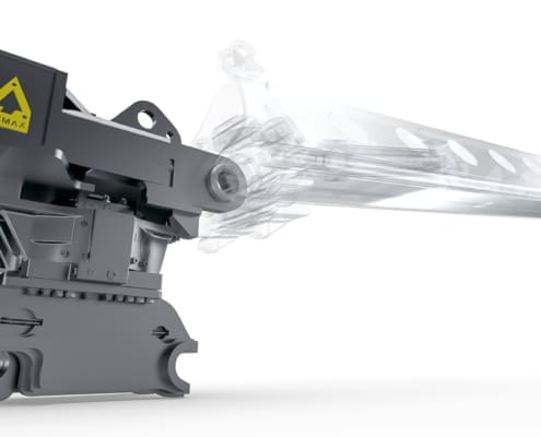 Illustration showing a 360 rotating coupler for a Gradall excavator