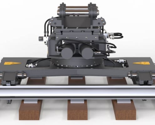 Alt tag: DymaxRail Track Panel Handler with 4-point flange lock and heavy-duty frame