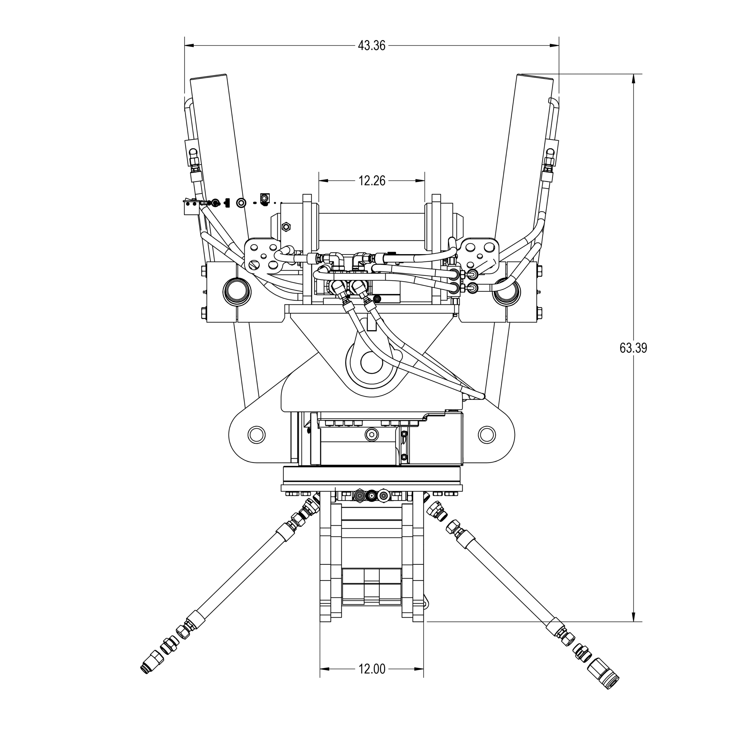 Gradall excavator with a 360 rotating quick coupler and a ballast blade attached to coupler