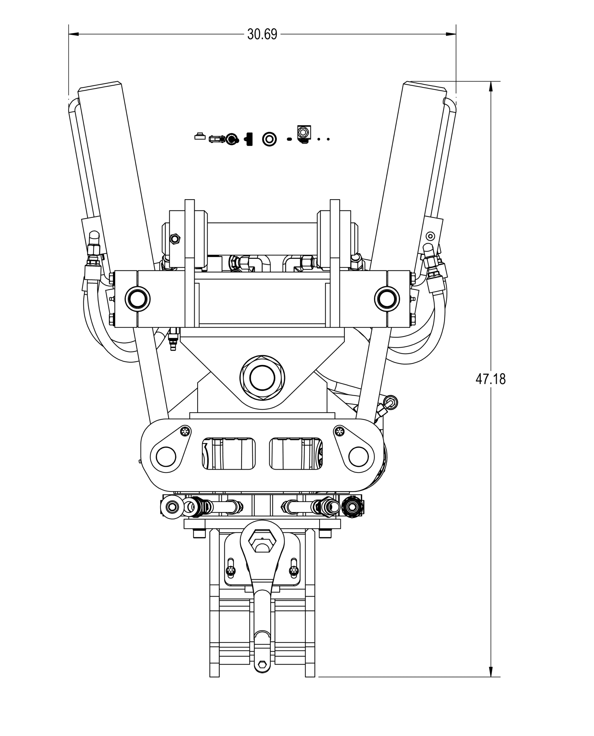 Gradall excavator with a 360 rotating quick coupler and a ballast blade attached to coupler