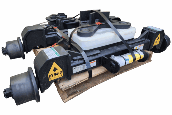 Rail Rider insulated rear dolly option Insulated rear 4-wheel dolly option for the Dymax Rail Rider hi-rail guide system for backhoes